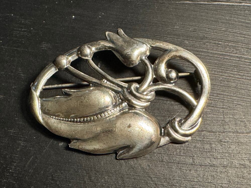 Vintage Sterling Art Nouveau Brooch (Lots of Patina)